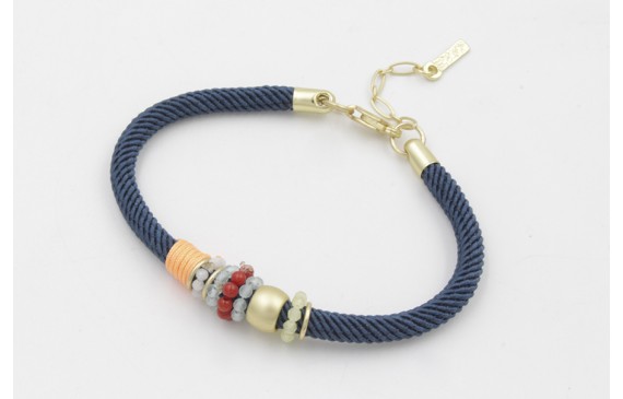 Pulsera de cordón trenzado retorcido color azul ma