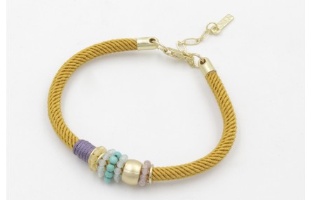 Pulsera de cordón trenzado retorcido color marrón 