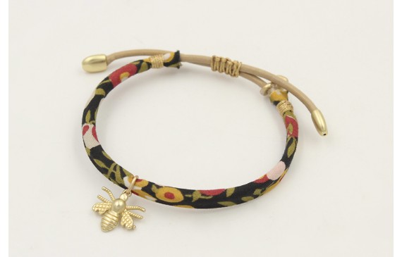 Pulsera regulable de cinta liberty en tonos marron