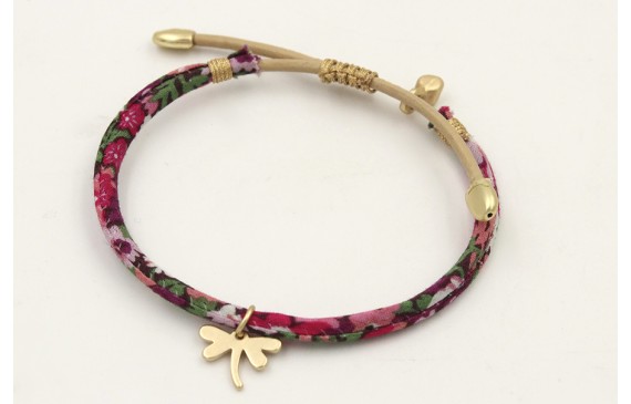 Pulsera regulable de cinta liberty en tonos morado
