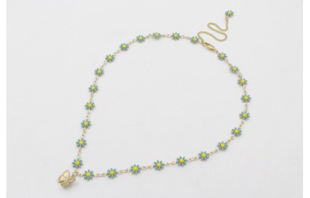 Colgante de cadena de margaritas esmaltadasturques