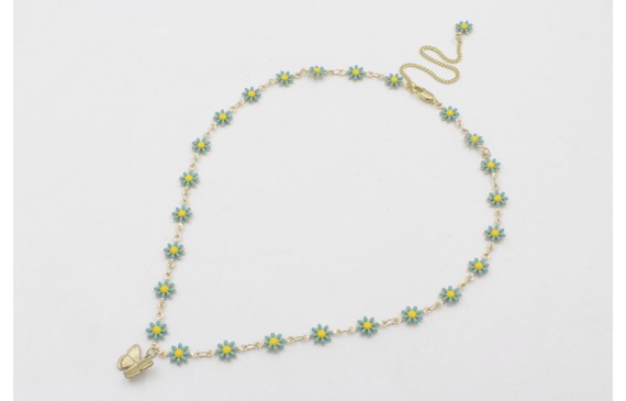 Colgante de cadena de margaritas esmaltadasturques