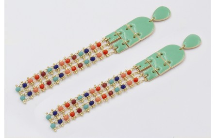 Pendientes perno gota, colgantes semi ovalo, cuadr