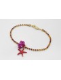 Pulsera cadena de strass naranja, rosa, fucsia con