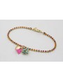 Pulsera cadena de strass naranja, rosa, fucsia con
