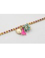 Pulsera cadena de strass naranja, rosa, fucsia con