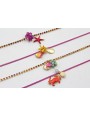 Pulsera cadena de strass naranja, rosa, fucsia con