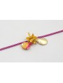 Pulsera cadena eslabón plano fucsia con burruño de