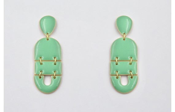 Pendientes perno gota, colgantes semi ovalo, cuadr