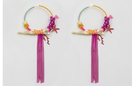 Pendientes aro dorado mate grande con miyuki mosta