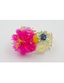 BRAZALETE CORAL DORADO MATE CON LENTEJUELAS FUCSIA