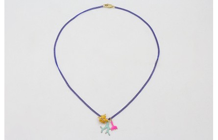 Collar cadena eslabón plano azulón con rastrillo e