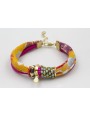 PULSERA SEDA NATURAL FUCSIA Y LAZO TUBO KIMONO AMA