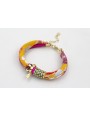 PULSERA SEDA NATURAL FUCSIA Y LAZO TUBO KIMONO AMA