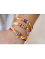 PULSERA SEDA NATURAL FUCSIA Y LAZO TUBO KIMONO AMA
