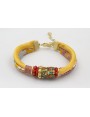PULSERA SEDA NATURAL AMARILLA Y LAZO TUBO KIMONO A
