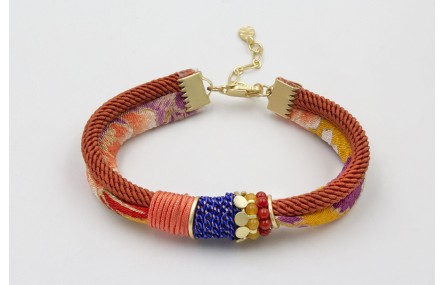 PULSERA LAZO TUBO KIMONO AMARILLO Y CORDÓN RETORCI