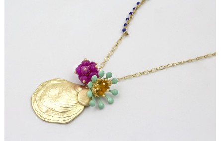 Collar cadena eslabón ovalado doarado mate cosido 