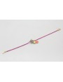 Pulsera cadena eslabón plano fucsia con colgante c