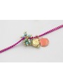 Pulsera cadena eslabón plano fucsia con colgante c