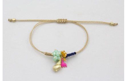 Pulseras hilo dorado con caracola dorada mate, ras