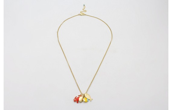 Collar cadena eslabón plano dorado mate con colgan