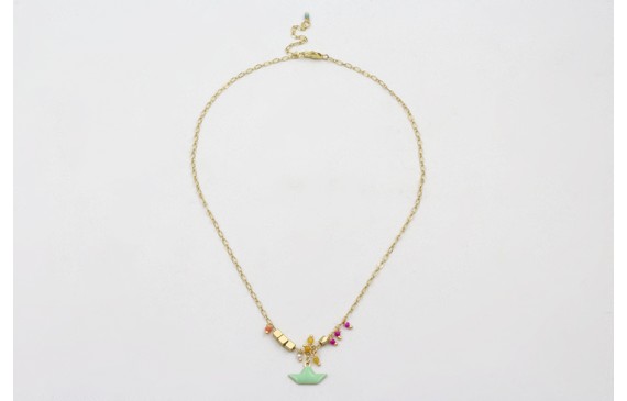 Collar cadena eslabón ovalado dorado mate con colg