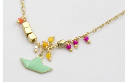 Collar cadena eslabón ovalado dorado mate con colg