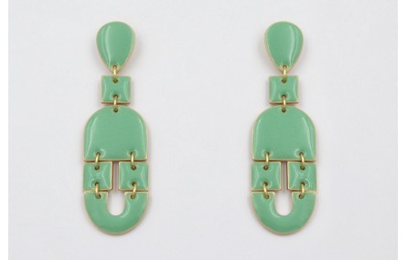 Pendientes perno gota, colgantes semi ovalo, cuadr