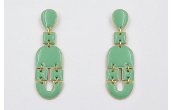 Pendientes perno gota, colgantes semi ovalo, cuadr