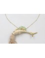 Collar cadena microbolas dorada mate con pez esmal
