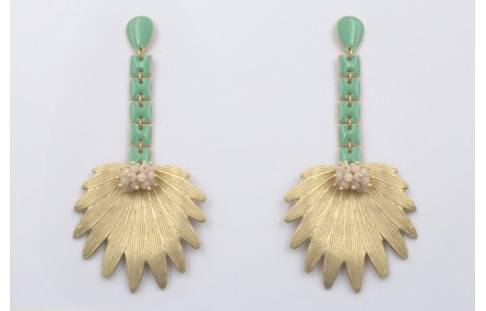 Pendientes perno gota esmaltada turquesa, cuadrado