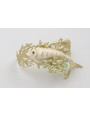 Brazalete coral dorado mate con pez esmlatado crem