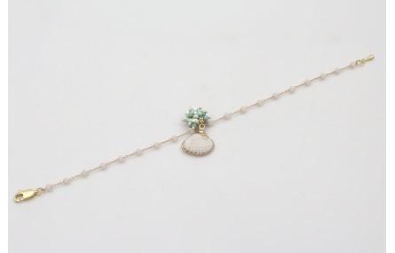 Pulsera cadena facetadas opal con burruño de bolas