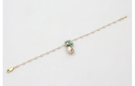 Pulsera cadena facetadas opal con burruño de bolas