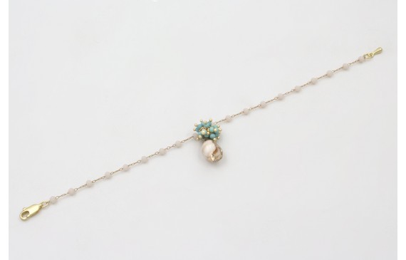 Pulsera cadena facetadas opal con burruño de bolas