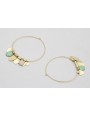 Pendientes aro grande dorado mate dagas turquesas,
