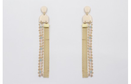 Pendientes perno gota, colgantes semi ovalo esmalt