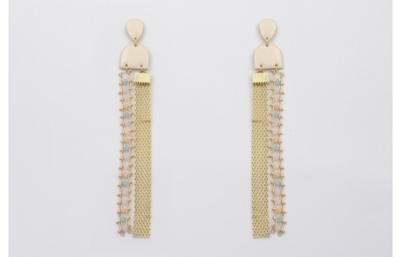 Pendientes perno gota, colgantes semi ovalo esmalt