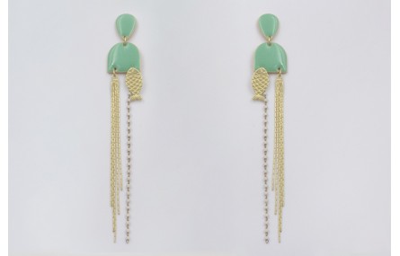 Pendientes perno gota, colgantes semi ovalo esmalt