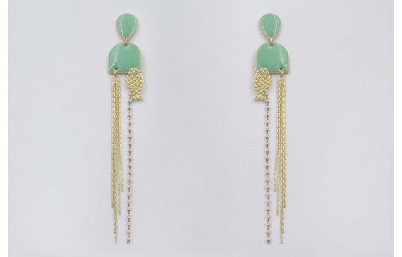 Pendientes perno gota, colgantes semi ovalo esmalt