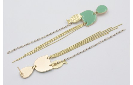 Pendientes perno gota, colgantes semi ovalo esmalt