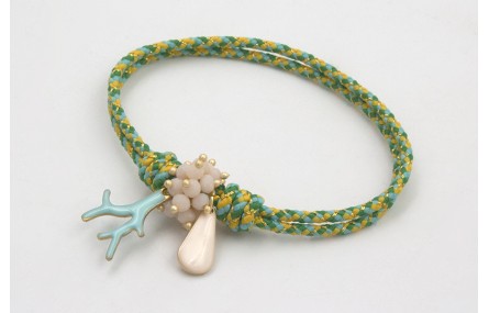 Pulsera nudo corredizo de driza verde y turquesa c