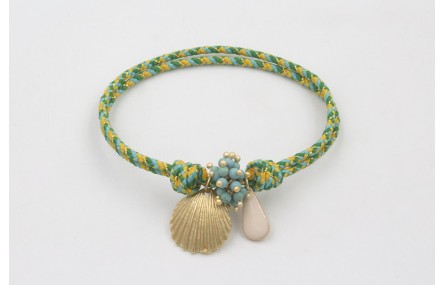 Pulsera nudo corredizo de driza verde y turquesa c