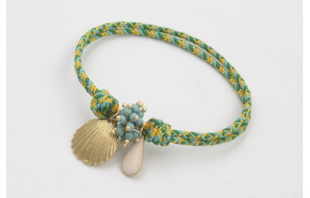 Pulsera nudo corredizo de driza verde y turquesa c