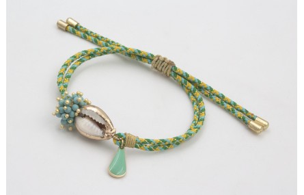 Pulsera de driza verde y turquesa con burruño bola