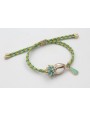 Pulsera de driza verde y turquesa con burruño bola