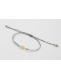 Pulsera micro driza azul, gris y oro con pez dorad