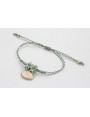 Pulsera micro driza azul, gris y oro con concha bo