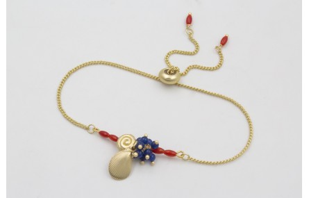 Pulsera regulable cadena eslabón plano dorado mate